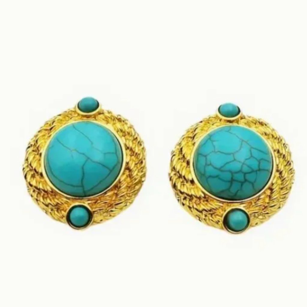 Lightweight Cult Gaia 14k Gold Plated Blue Stones Earrings